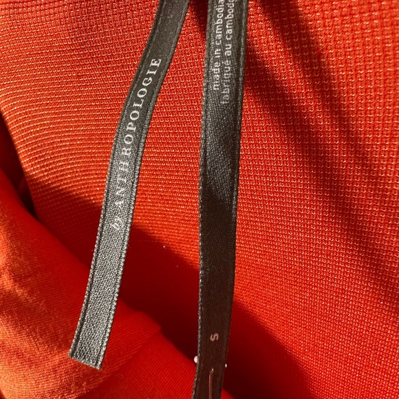 Anthropologie Ariana square neck asymmetrical ruffle hem dress orange small NWT - Picture 14 of 15